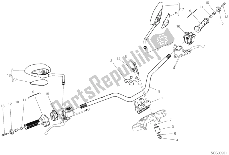 Todas las partes para Manillar de Ducati Scrambler 1100 Sport Thailand USA 2019